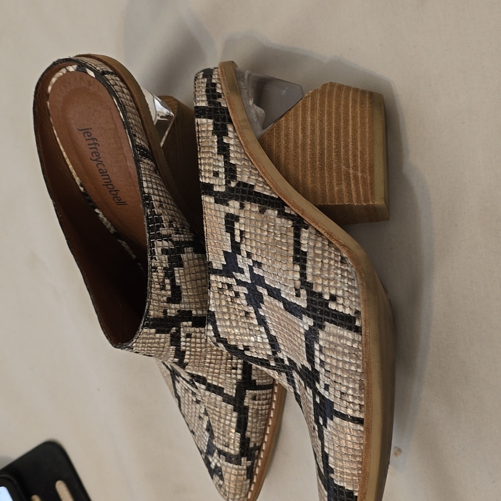 Jeffrey Campbell Snake Print Mules - Picture 3 of 9